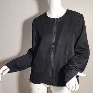 Studio works zip up black solid top